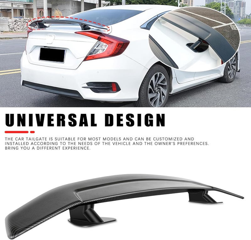 JMTBNO 46Inch Universal Rear Spoiler, Carbon Fiber ABS Sport Style Racing Spoiler Truck Wing Lightweight,Rear Trunk Spoiler Wing Lid Tail Deck Spoiler Fit for Sedan Coupe Hatchback - Image 3